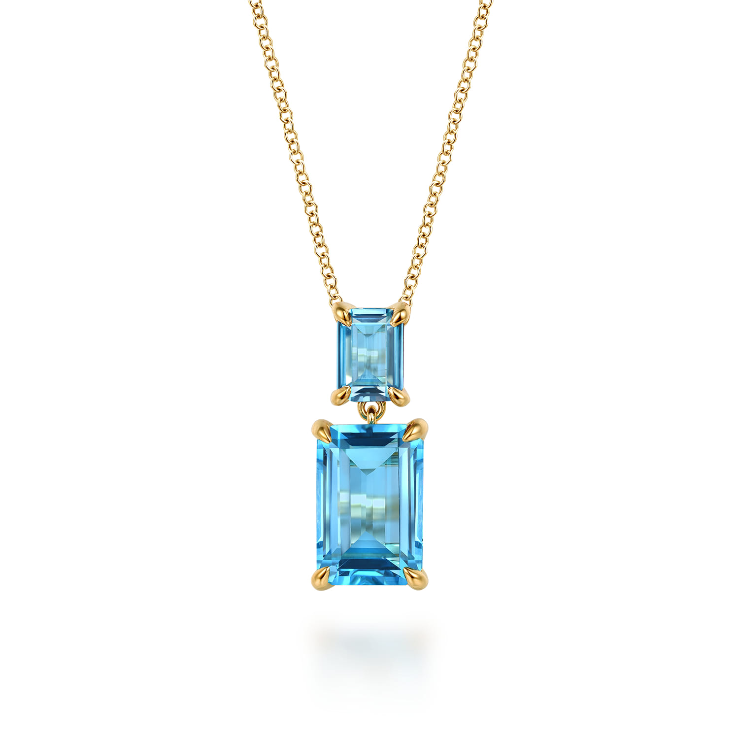 14K Yellow Gold Blue Topaz Pendant Necklace - Shot 1