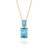 14K Yellow Gold Blue Topaz Pendant Necklace