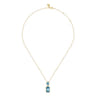 14K Yellow Gold Blue Topaz Pendant Necklace