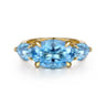 14K Yellow Gold Blue Topaz Signet Ring