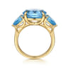 14K Yellow Gold Blue Topaz Signet Ring