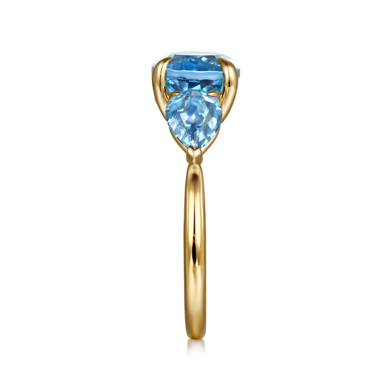 14K Yellow Gold Blue Topaz Signet Ring - Shot 4