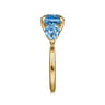 14K Yellow Gold Blue Topaz Signet Ring