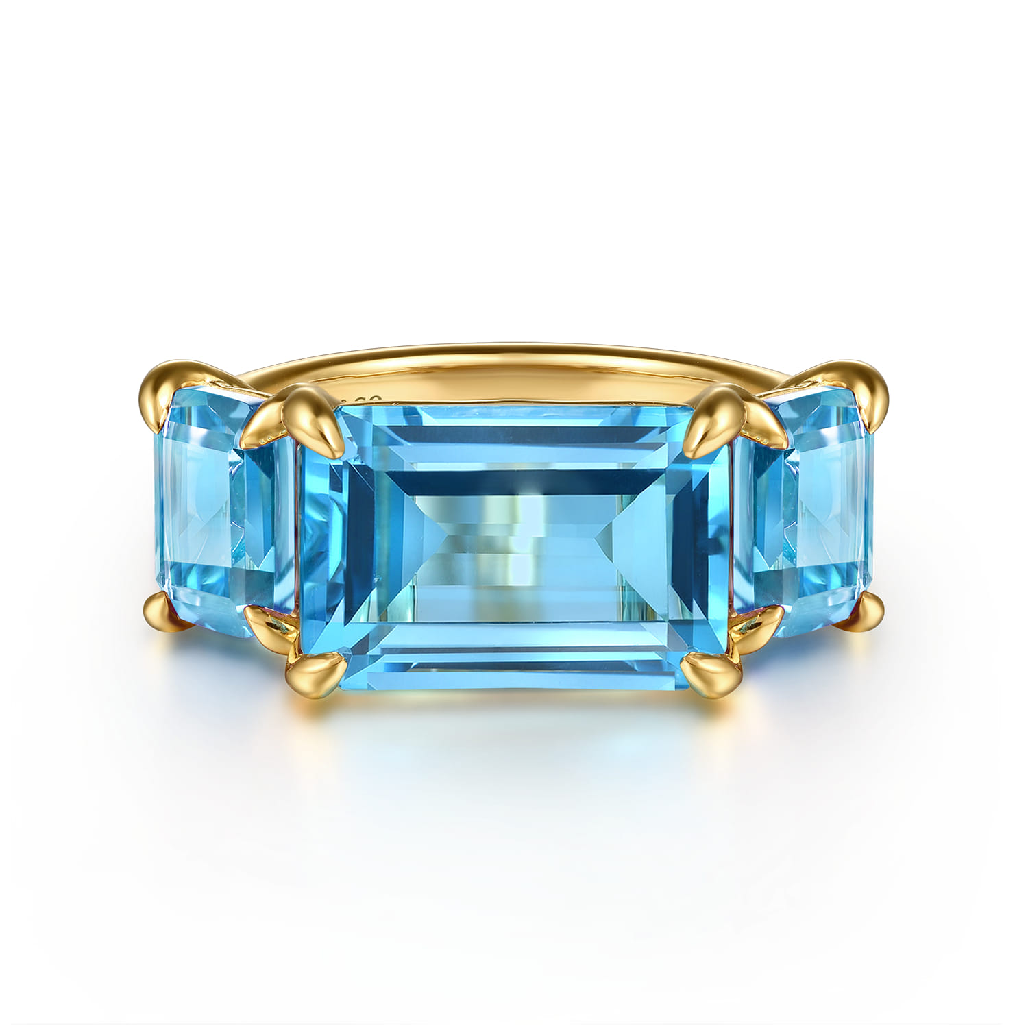 14K Yellow Gold Blue Topaz Signet Ring - Shot 1