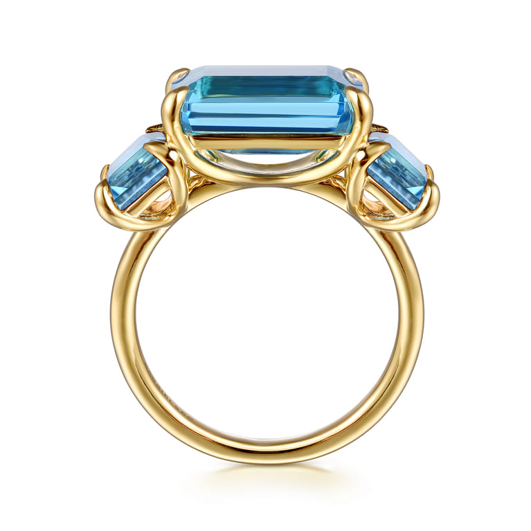 14K Yellow Gold Blue Topaz Signet Ring - Shot 2