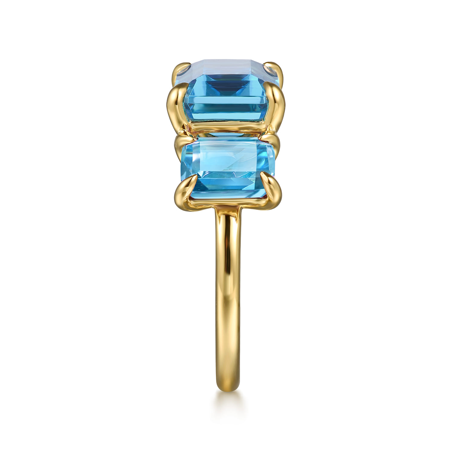 14K Yellow Gold Blue Topaz Signet Ring - Shot 4