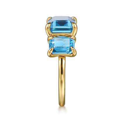 14K Yellow Gold Blue Topaz Signet Ring