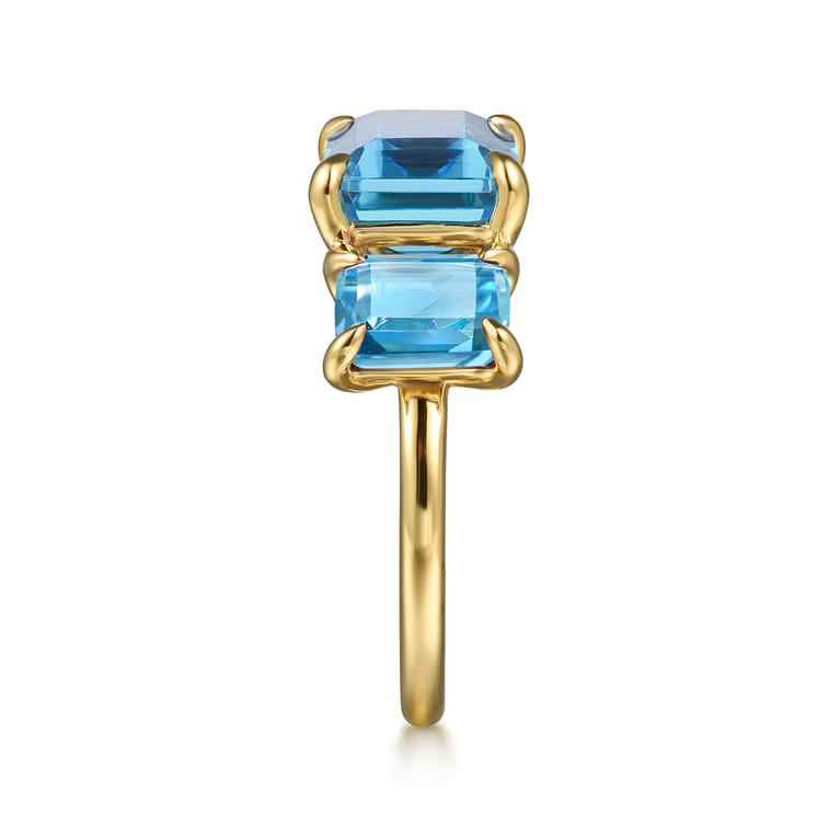 14K Yellow Gold Blue Topaz Signet Ring - Shot 4