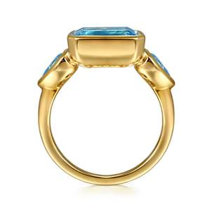 14K Yellow Gold Blue Topaz Signet Ring