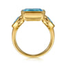 14K Yellow Gold Blue Topaz Signet Ring