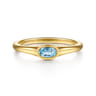 14K Yellow Gold Blue Topaz Signet Ring