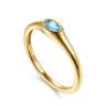 14K Yellow Gold Blue Topaz Signet Ring
