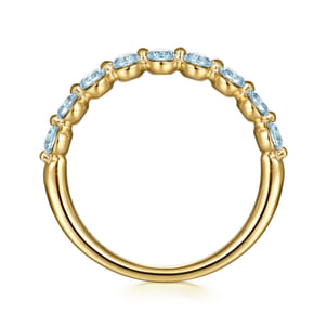 14K Yellow Gold Blue Topaz Stackable Ring