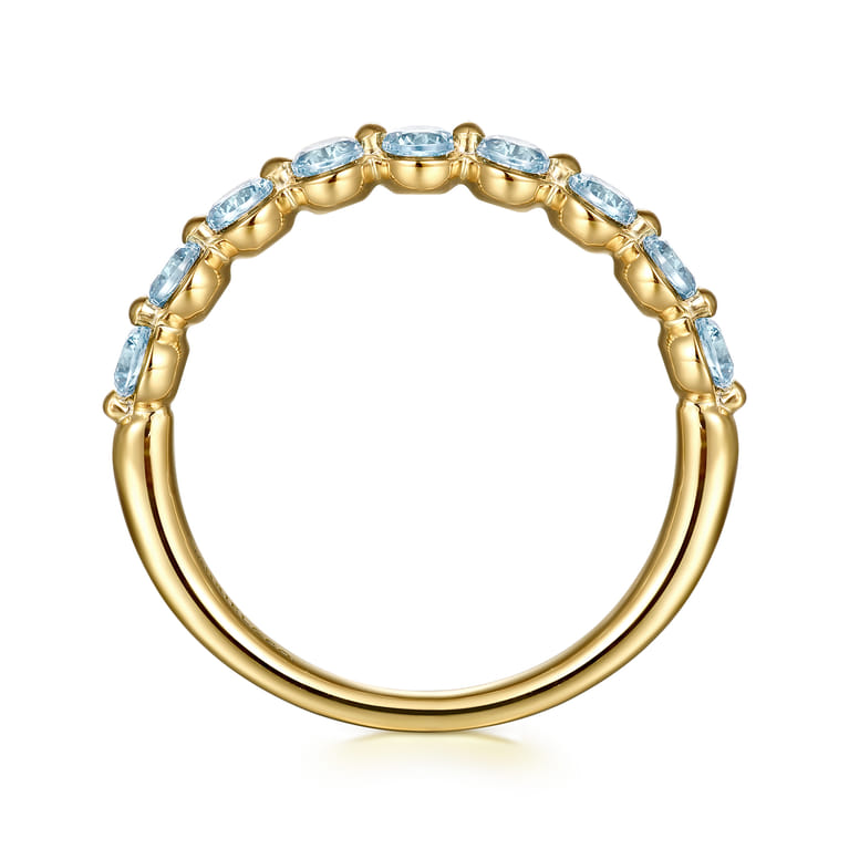 14K Yellow Gold Blue Topaz Stackable Ring - Shot 2