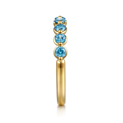 14K Yellow Gold Blue Topaz Stackable Ring