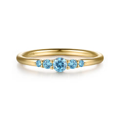 14K Yellow Gold Blue Topaz Stackable Ring