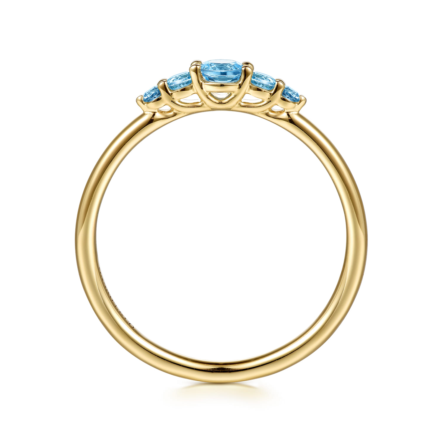 14K Yellow Gold Blue Topaz Stackable Ring - Shot 2