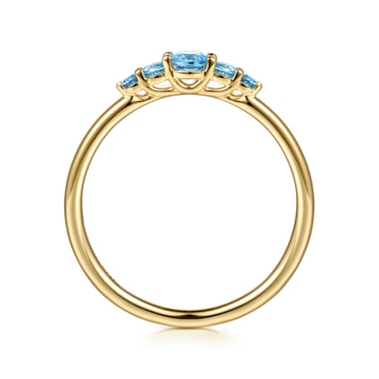 14K Yellow Gold Blue Topaz Stackable Ring