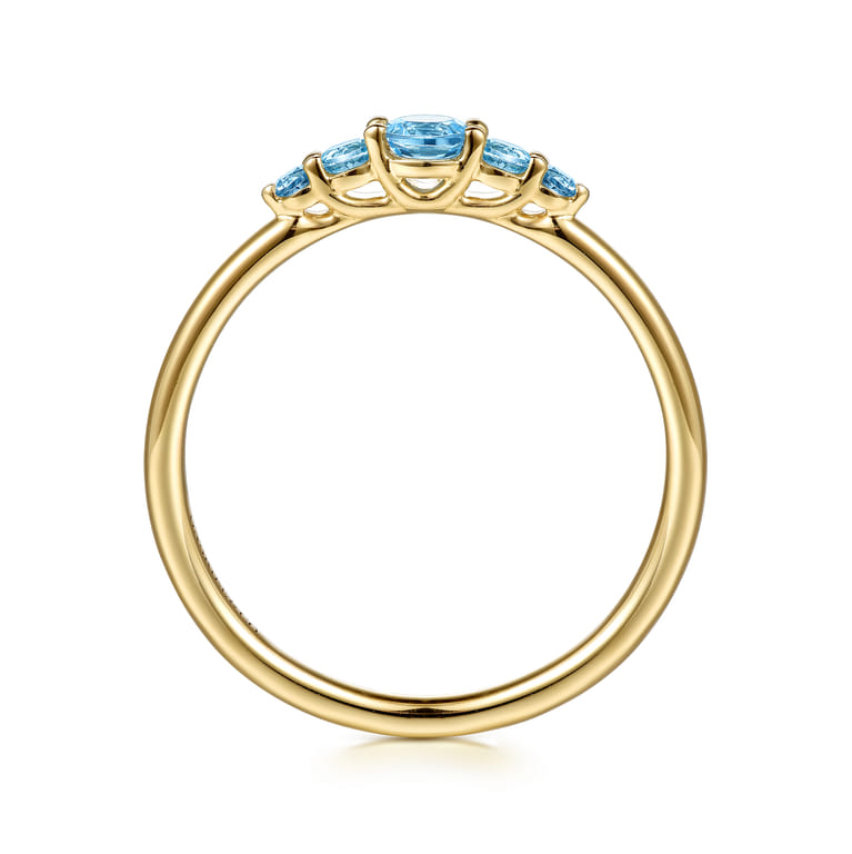 14K Yellow Gold Blue Topaz Stackable Ring - Shot 2