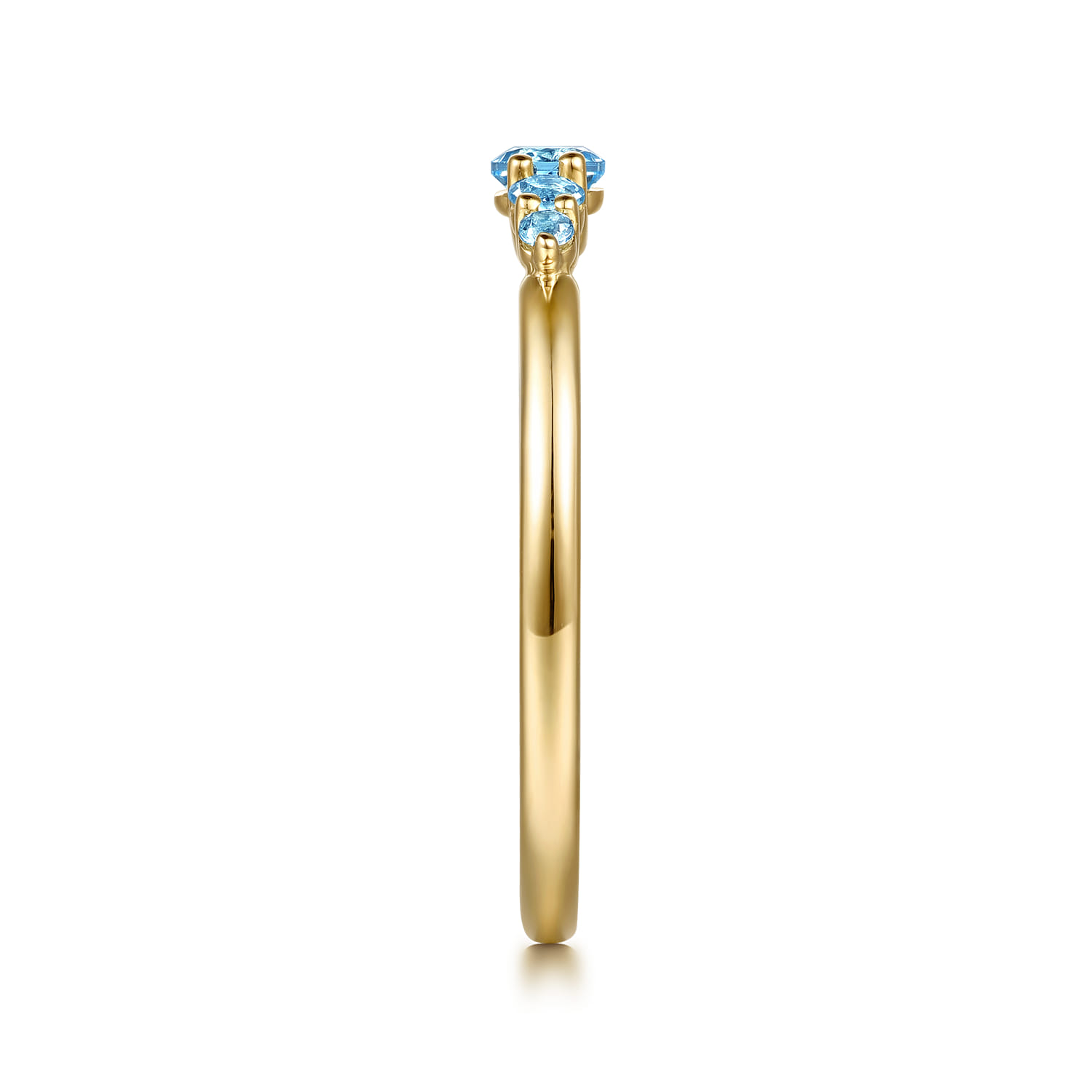 14K Yellow Gold Blue Topaz Stackable Ring - Shot 4