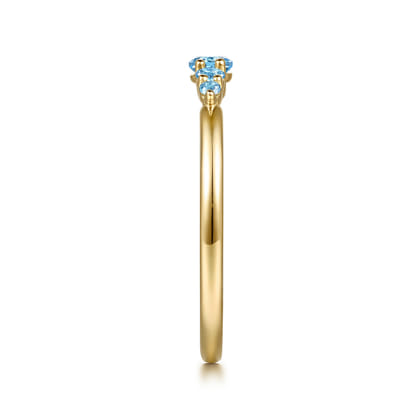 14K Yellow Gold Blue Topaz Stackable Ring