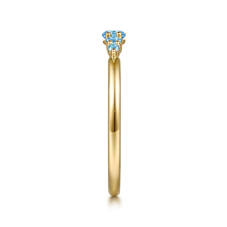 14K Yellow Gold Blue Topaz Stackable Ring - Shot 4