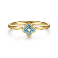 14K Yellow Gold Blue Topaz Stackable Ring