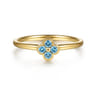 14K Yellow Gold Blue Topaz Stackable Ring