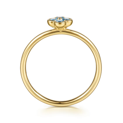 14K Yellow Gold Blue Topaz Stackable Ring