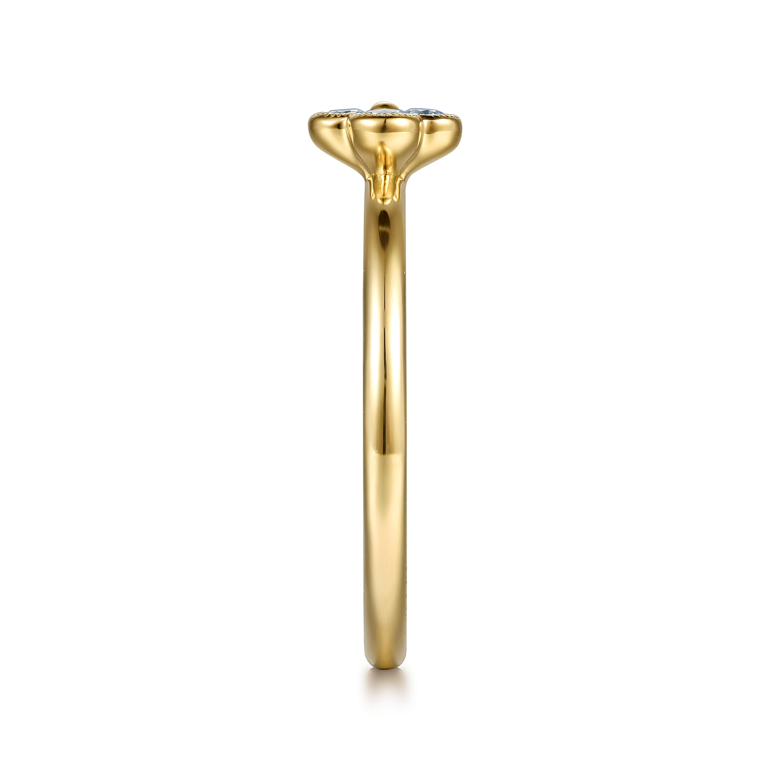 14K Yellow Gold Blue Topaz Stackable Ring - Shot 4