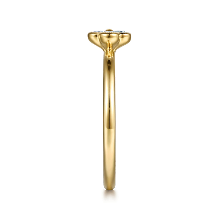 14K Yellow Gold Blue Topaz Stackable Ring - Shot 4