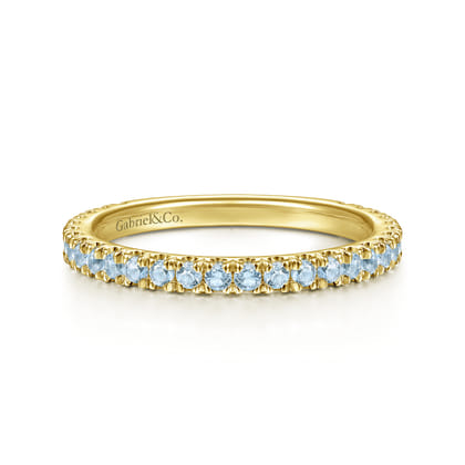 14K Yellow Gold Blue Topaz Stacklable Ring