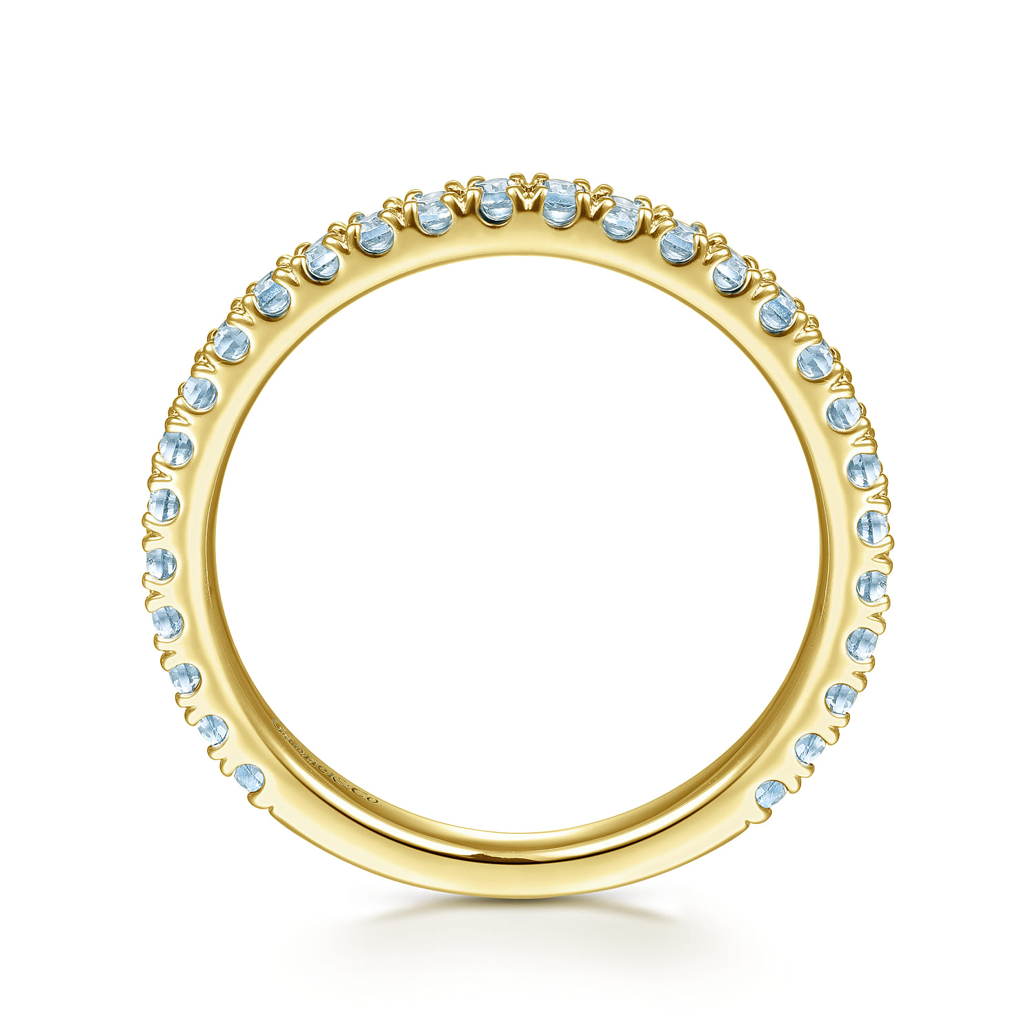 14K Yellow Gold Blue Topaz Stacklable Ring - Shot 2