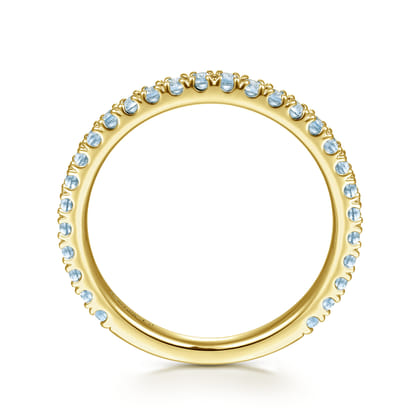 14K Yellow Gold Blue Topaz Stacklable Ring