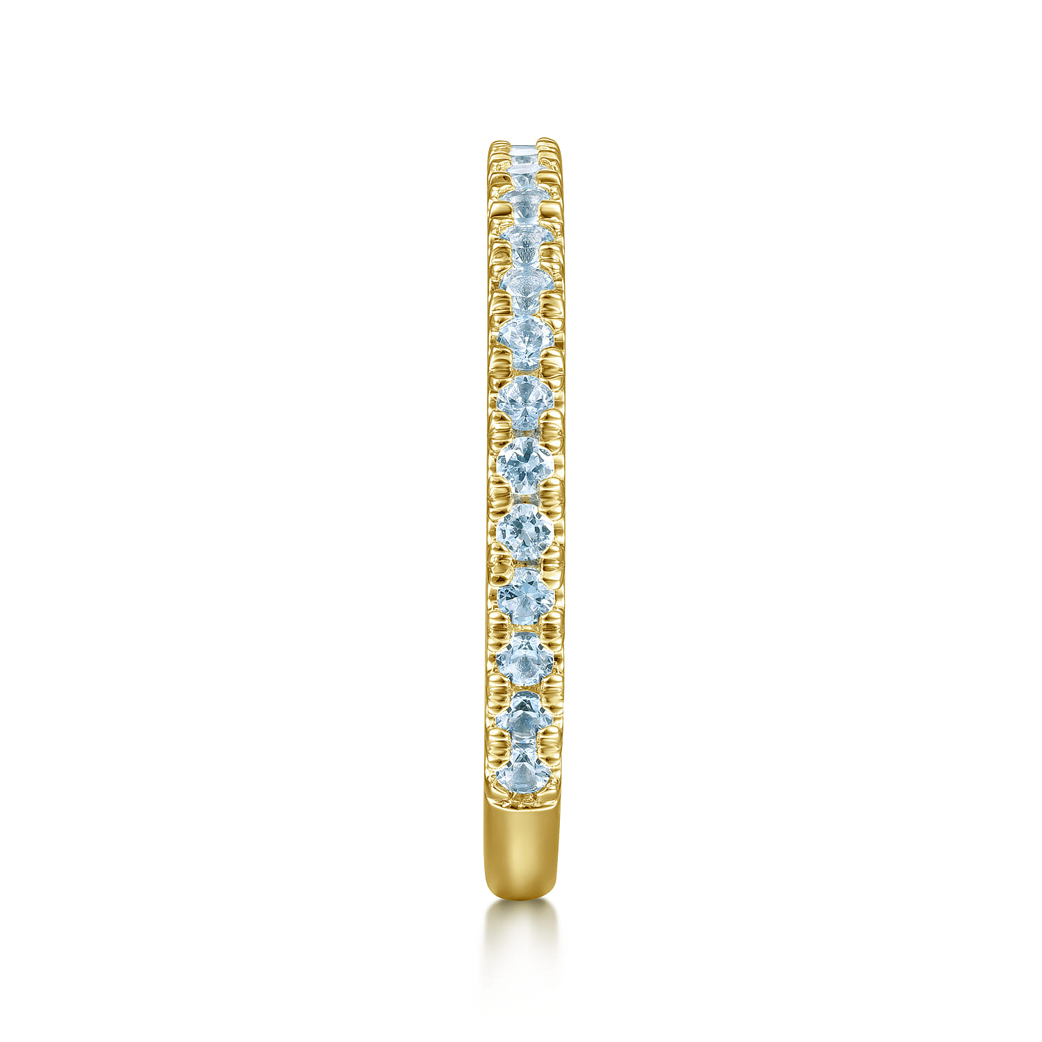 14K Yellow Gold Blue Topaz Stacklable Ring - Shot 4
