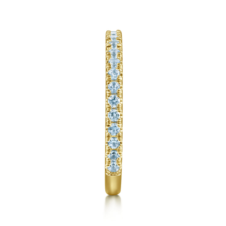 14K Yellow Gold Blue Topaz Stacklable Ring - Shot 4