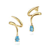 14K Yellow Gold Blue Topaz Stud Drop Earrings