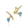 14K Yellow Gold Blue Topaz Stud Earrings