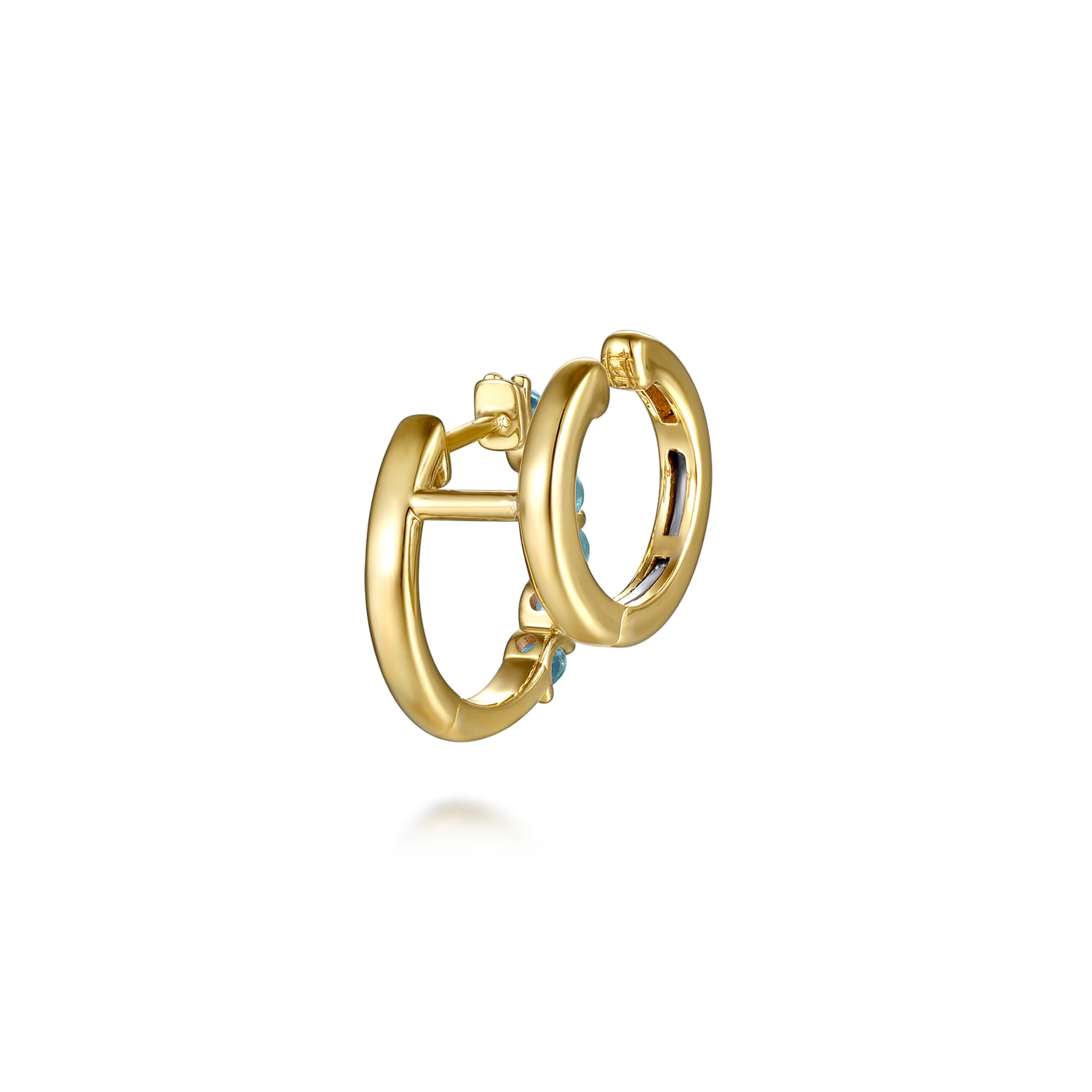 14K Yellow Gold Blue Topaz Stuggies Earrings - Shot 2