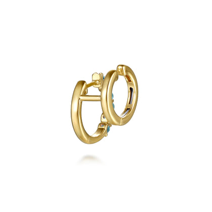 14K Yellow Gold Blue Topaz Stuggies Earrings
