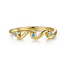 14K Yellow Gold Blue Topaz Twist Stackable Ring