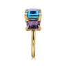 14K Yellow Gold Blue Topaz and Amethyst Signet Ring