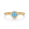 14K Yellow Gold Blue Topaz and Diamond Halo Promise Ring - 0.06 ct