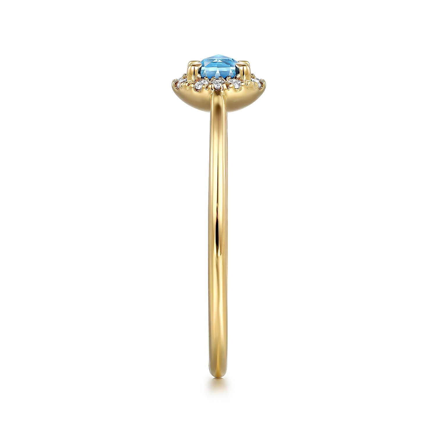 14K Yellow Gold Blue Topaz and Diamond Halo Promise Ring - 0.06 ct - Shot 4