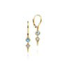 14K Yellow Gold Blue Topaz and Spiked Diamond Kite Drop Earrings - 0.05 ct