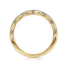 14K Yellow Gold Braided Metal and Diamond Row Ring - 0.15 ct