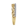 14K Yellow Gold Braided Metal and Diamond Row Ring - 0.15 ct