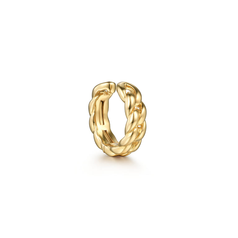 14K Yellow Gold Braided Single Ear Cuff Earring - Shot 2