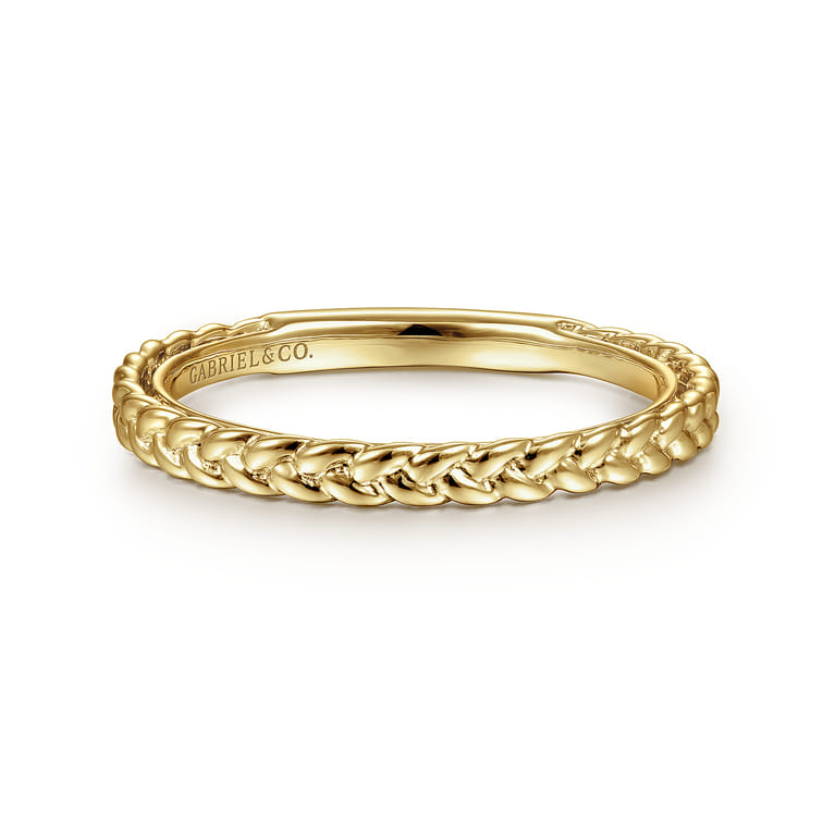 14K Yellow Gold Braided Stackable Ring - Shot 1