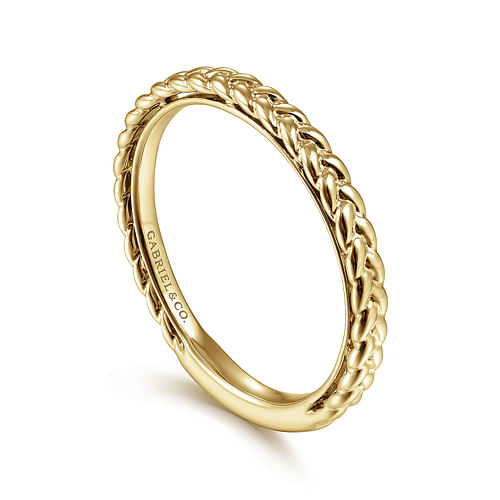 14K Yellow Gold Braided Stackable Ring - Shot 3